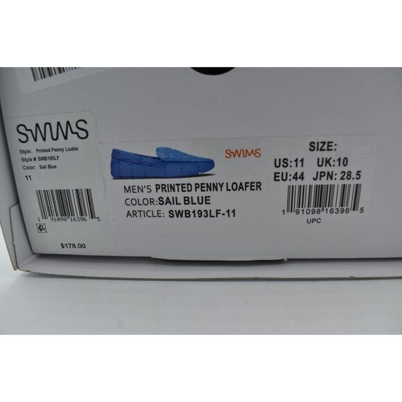 SWIMS Mens Size 11 Sail Blue Printed Penny Slip On Loafers Shoes - Picture 13 of 13